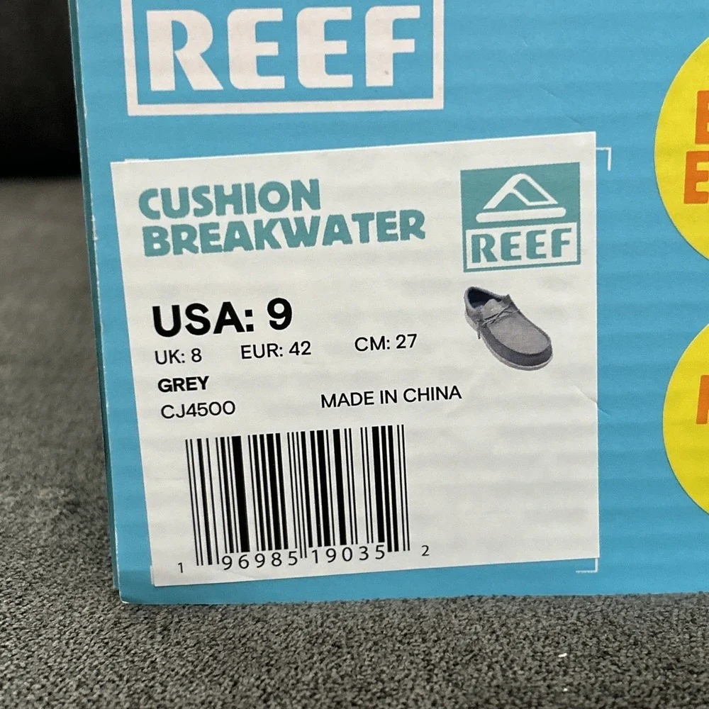 Reef Cushion Breakwater Men 9 Grey Boat Shoes Relaxed Fit Easy On Off New CJ4500
